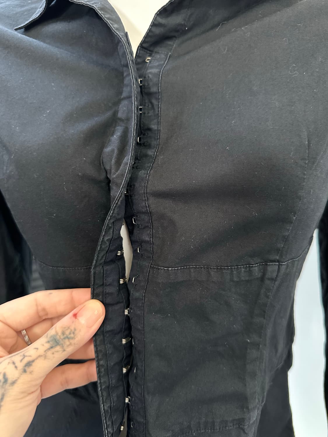 corset slim fit black shirt 상품이미지5
