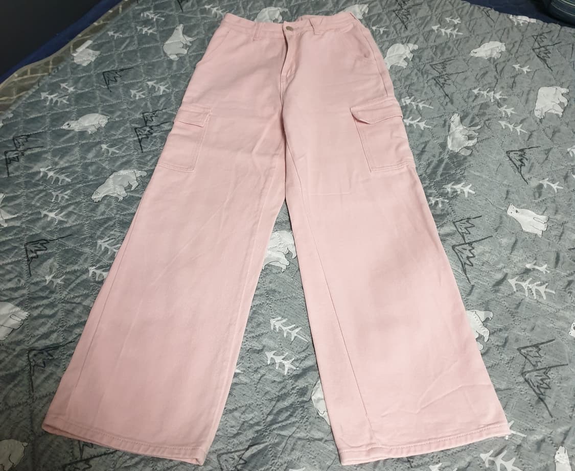 리자드스탠다드 세미와이드 코튼 카고팬츠 라이트핑크 (S) 상품이미지1