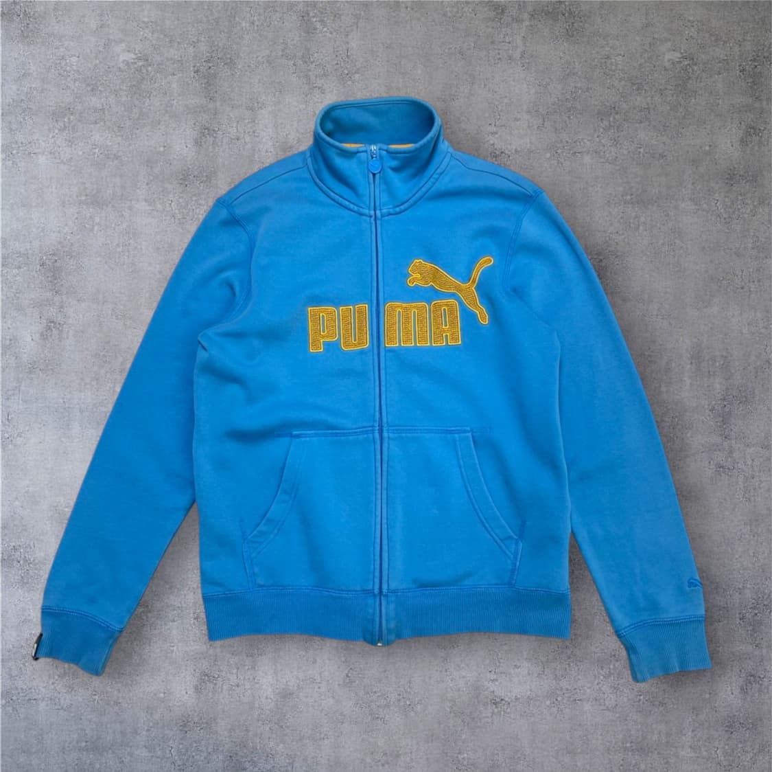 푸마 Puma 연블루 빅로고 자수 약기모 하이넥 집업 S 상품이미지1
