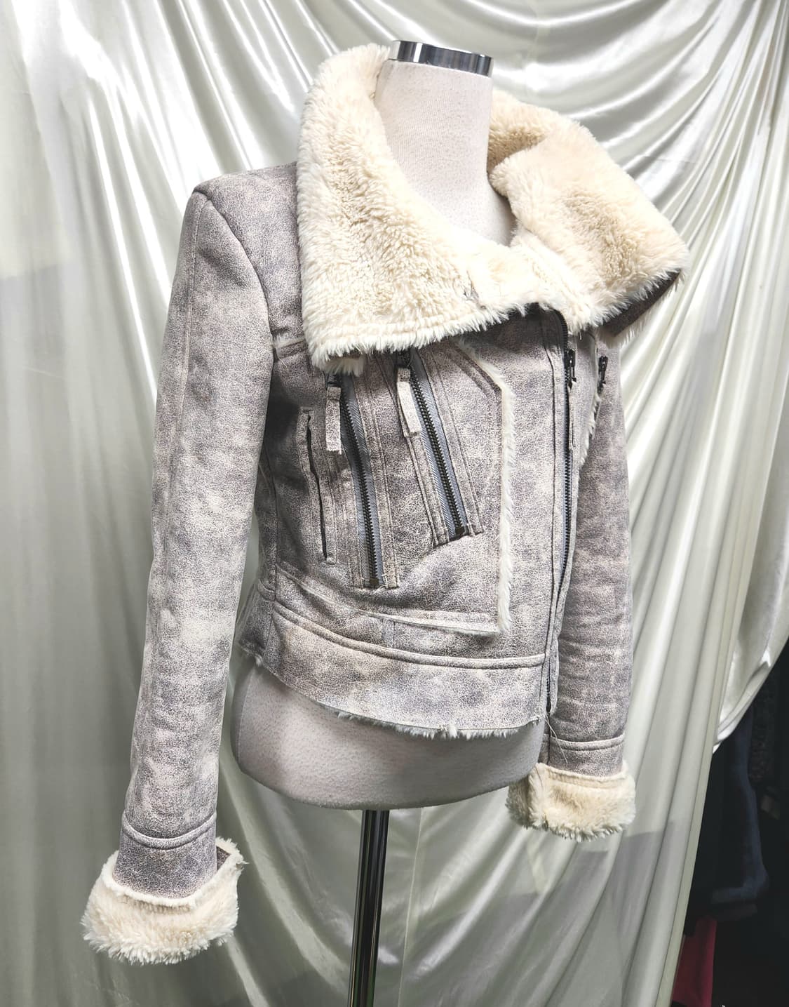 실버워싱 숏무스탕🔥 레어핏 시어링 자켓 상품이미지2