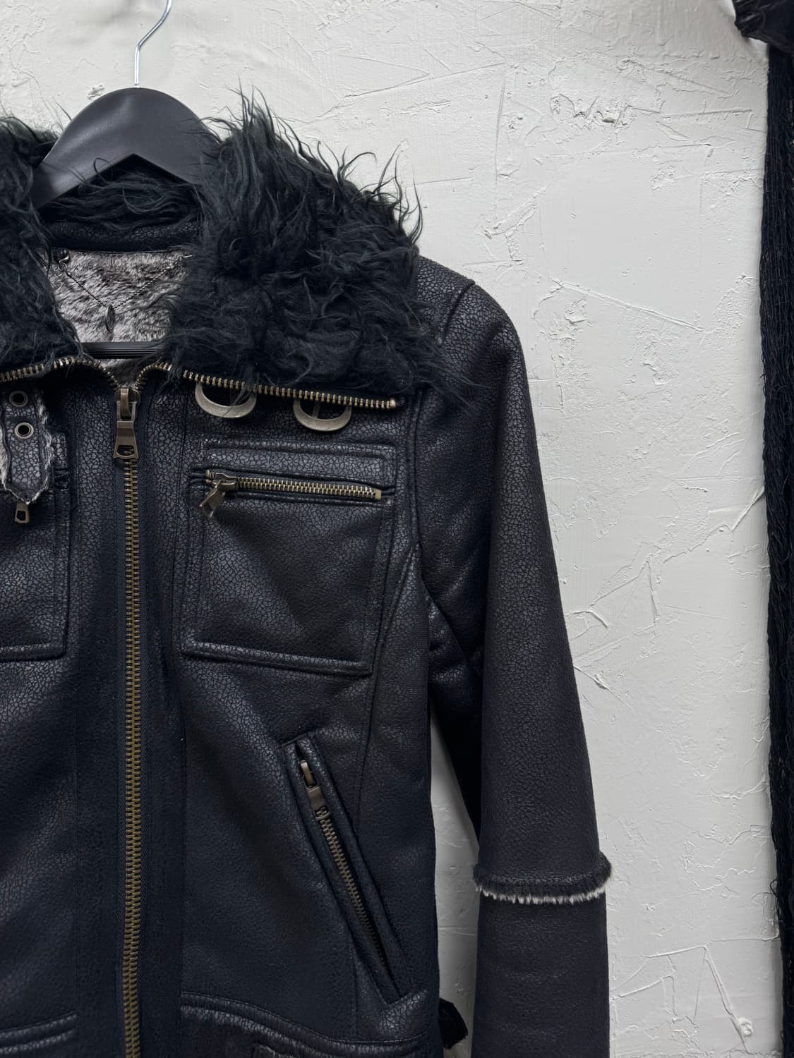 Unknown 00s vkei trimming crow fur jacke 상품이미지4