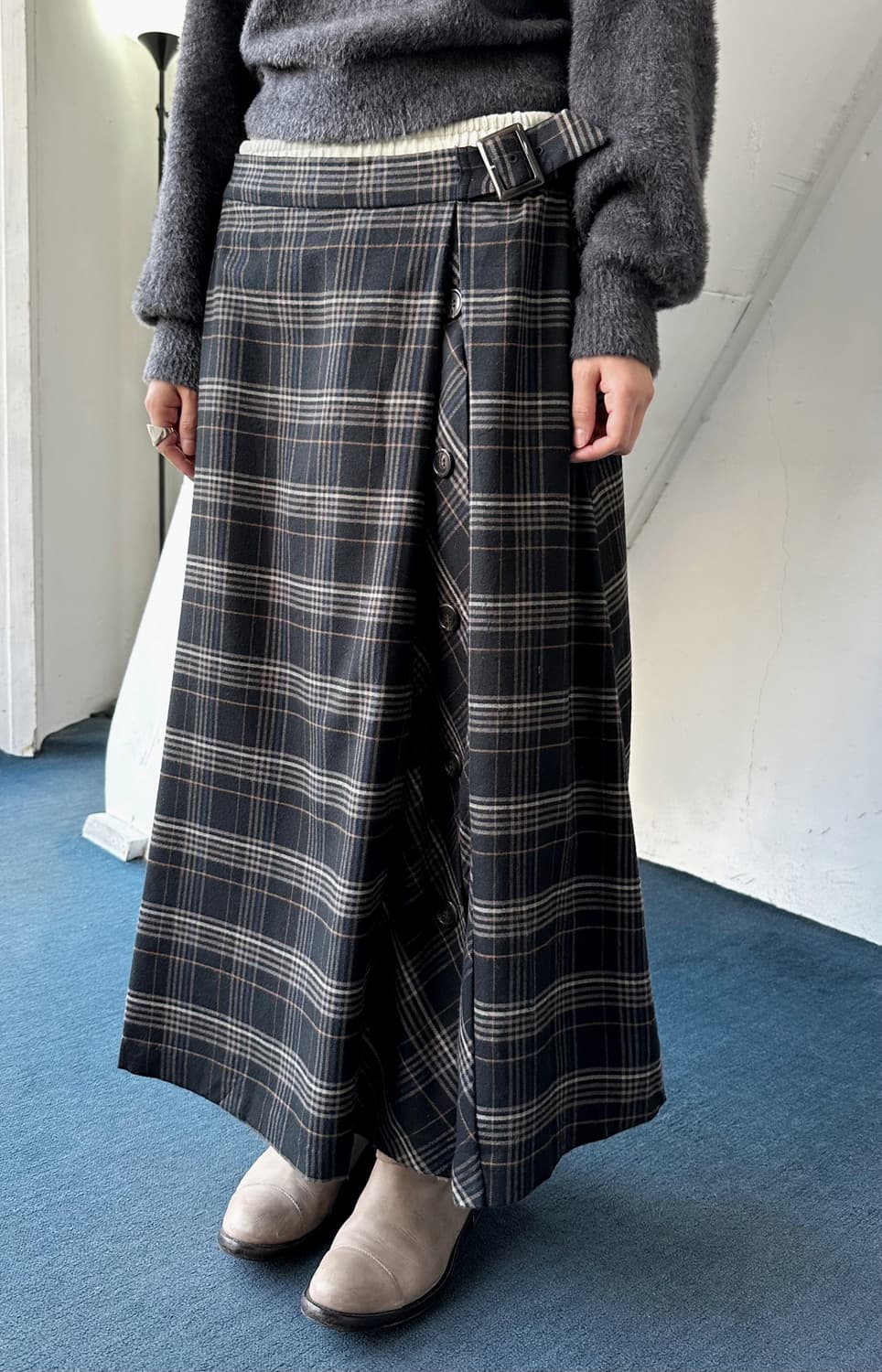 Felted fabric fake panel loose skirt 상품이미지5