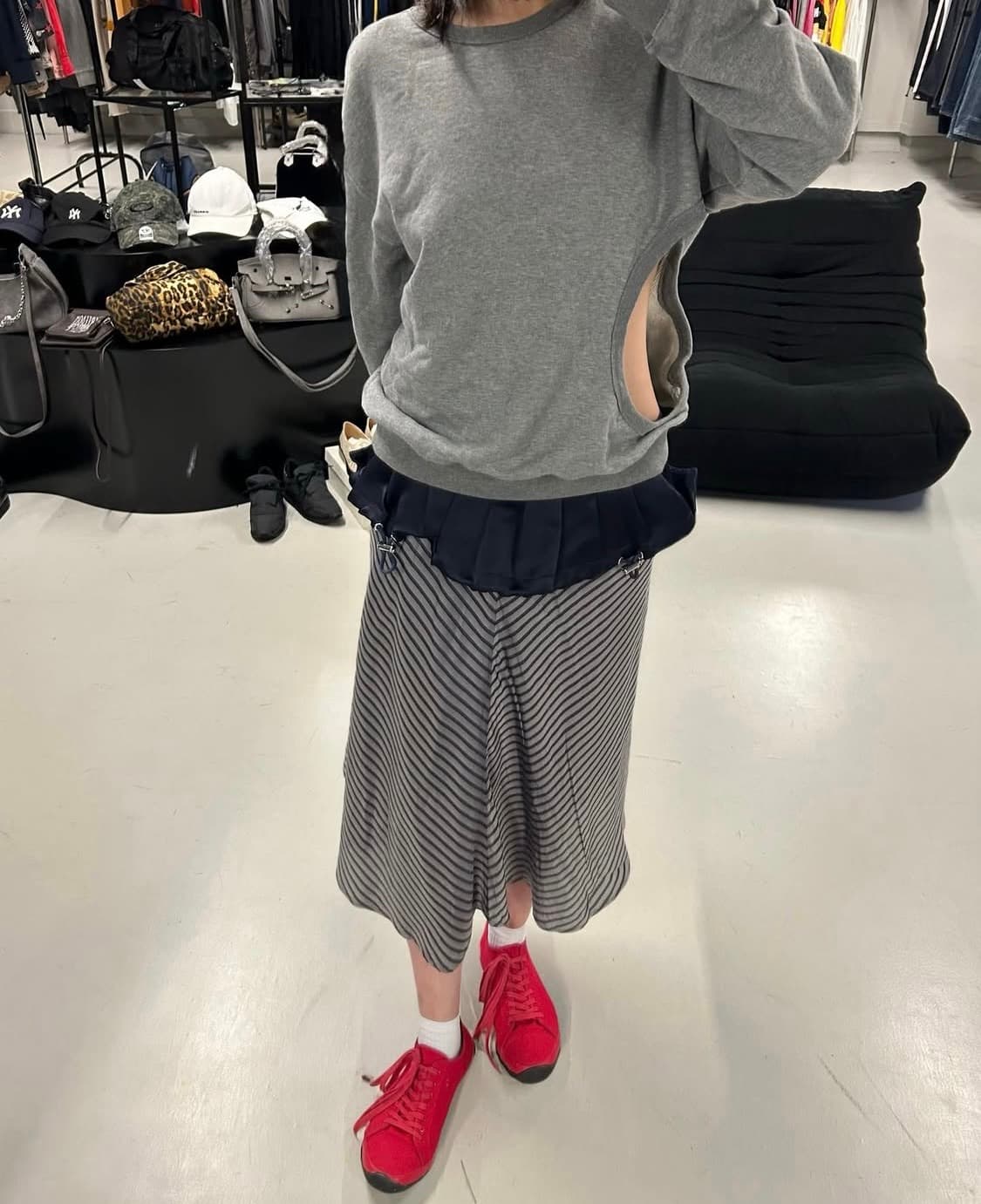 SACAI silk stripe skirt 상품이미지1
