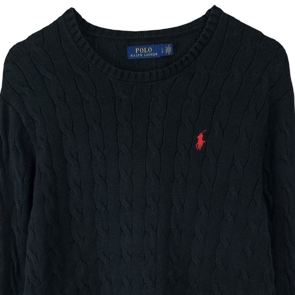 [폴로 랄프로렌] 포니 로고 자수 케이블 꽈배기 니트 블랙 M19874 상품이미지4
