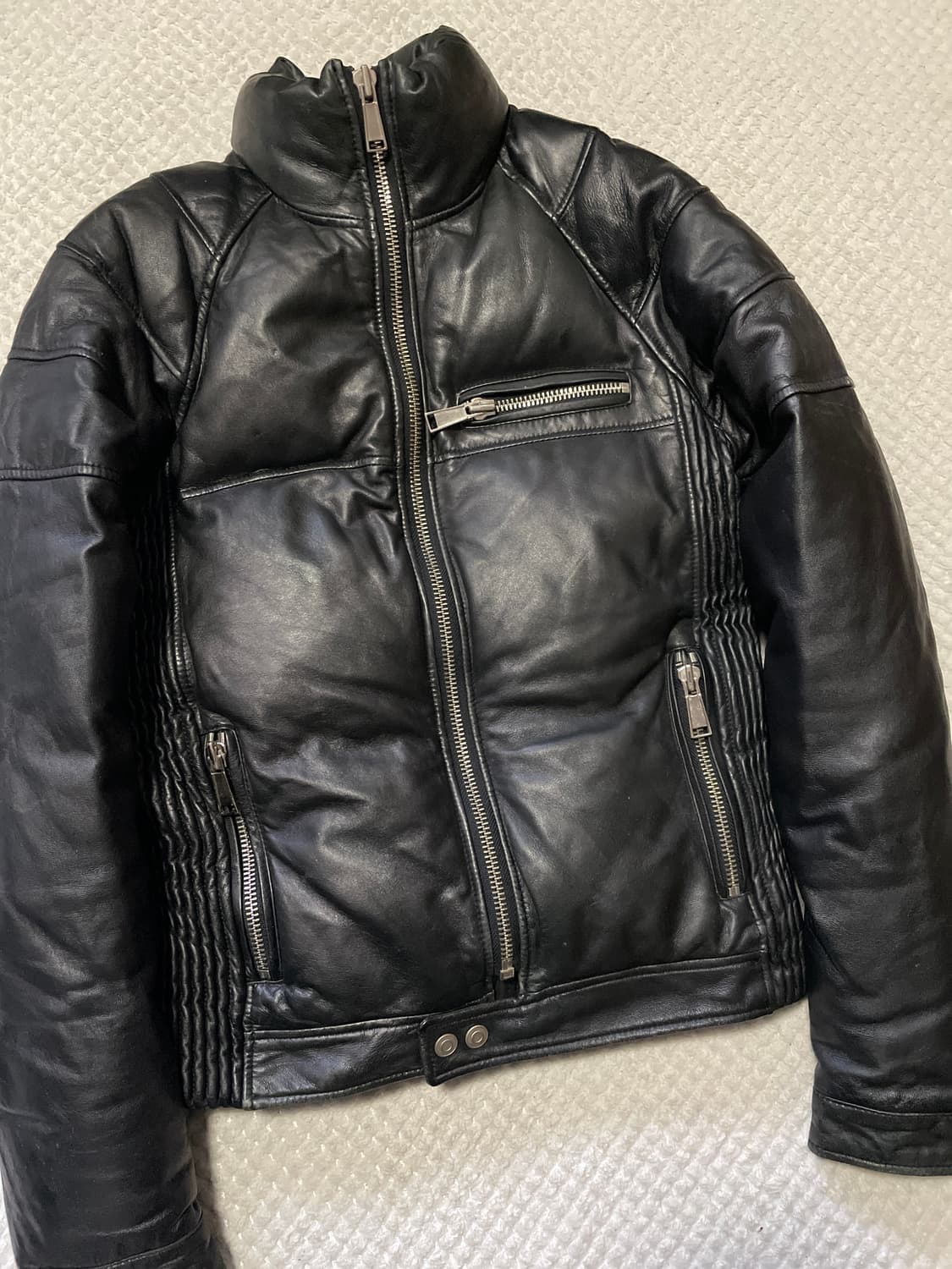 웨스턴 무드 램스킨 양가죽 바이커 패딩 레더 자켓 상품이미지7