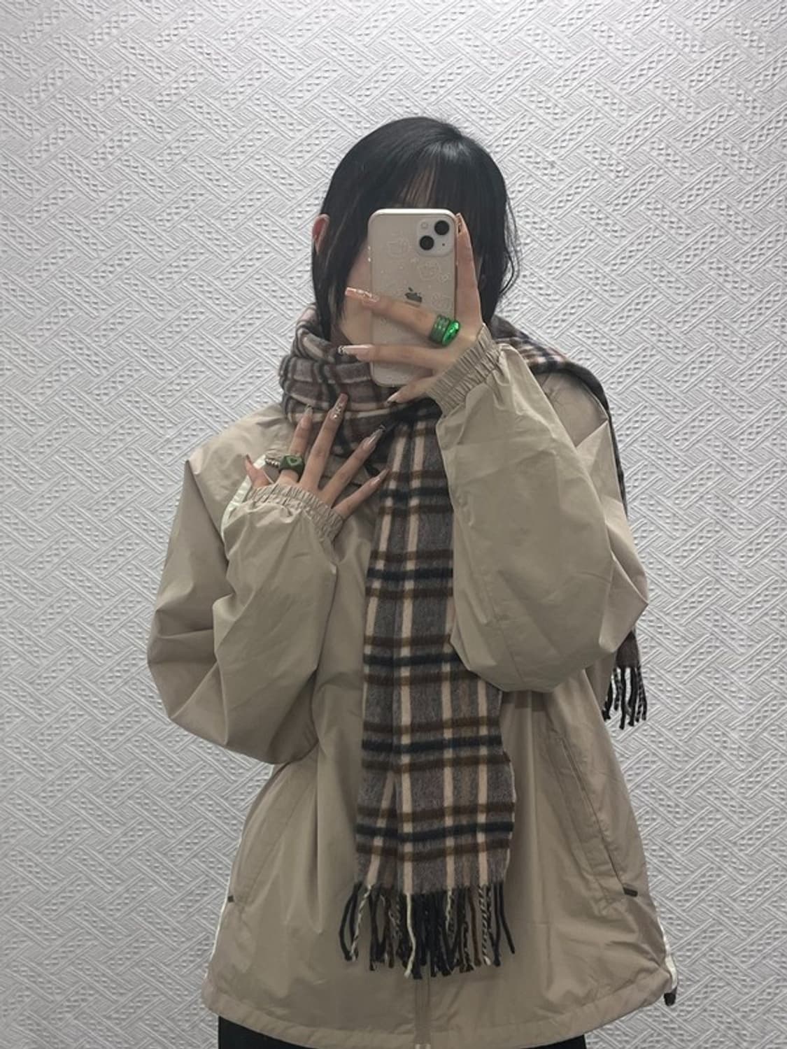 아쿠아스쿠텀 빈티지 폭닥 체크 목도리 C08274 상품이미지2