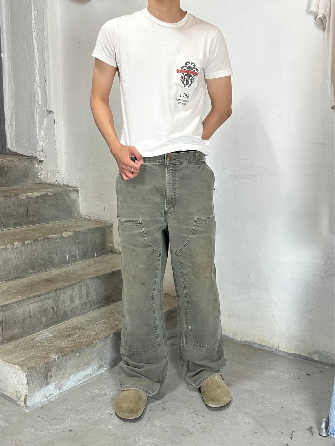 OG USA Made 칼하트 B01 더블니 팬츠 칼하트 MOS 모스그린 상품이미지2