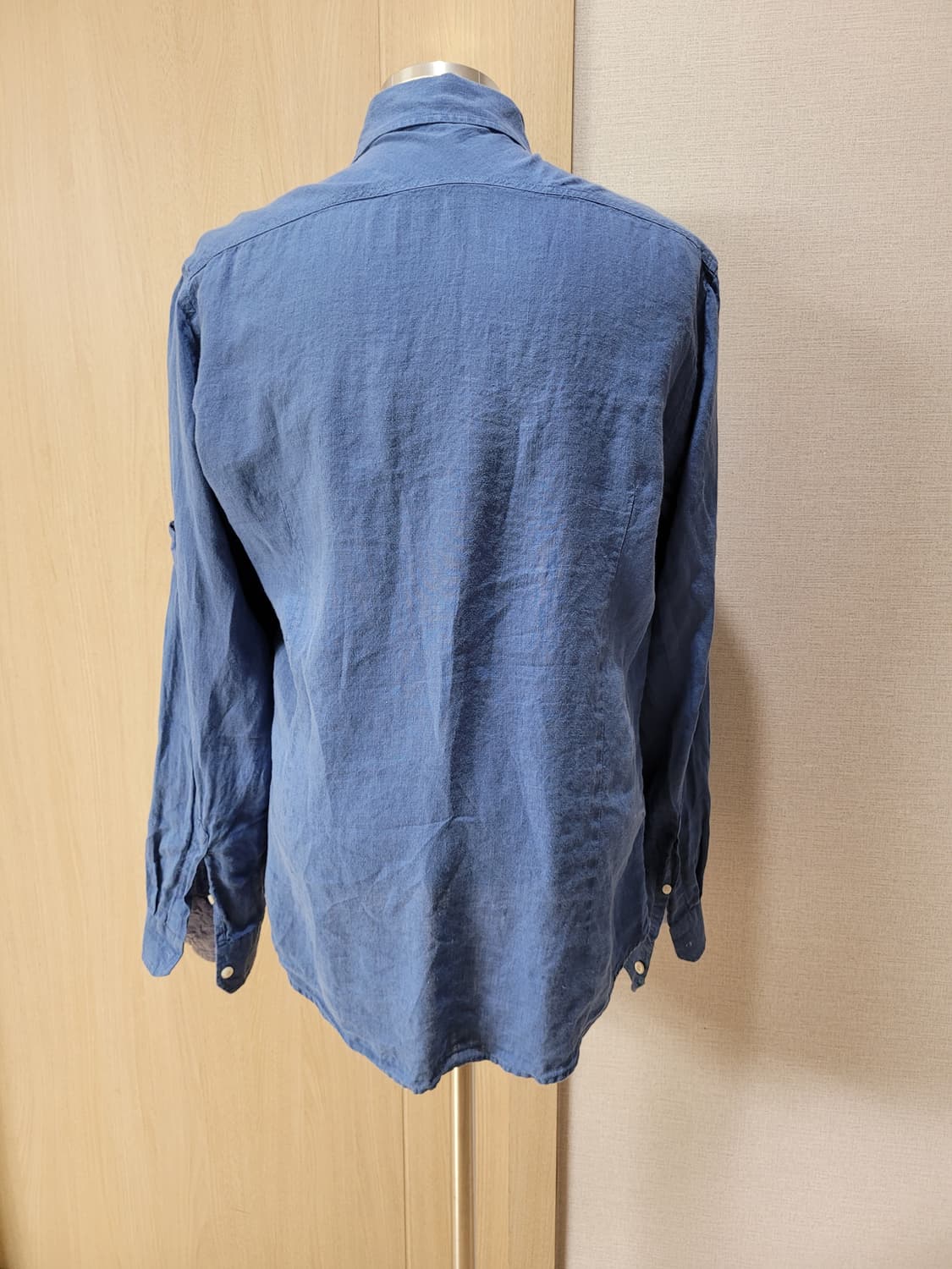 스파오포맨 SPAO for men 롤업 린넨 셔츠 105 블루 상품이미지7