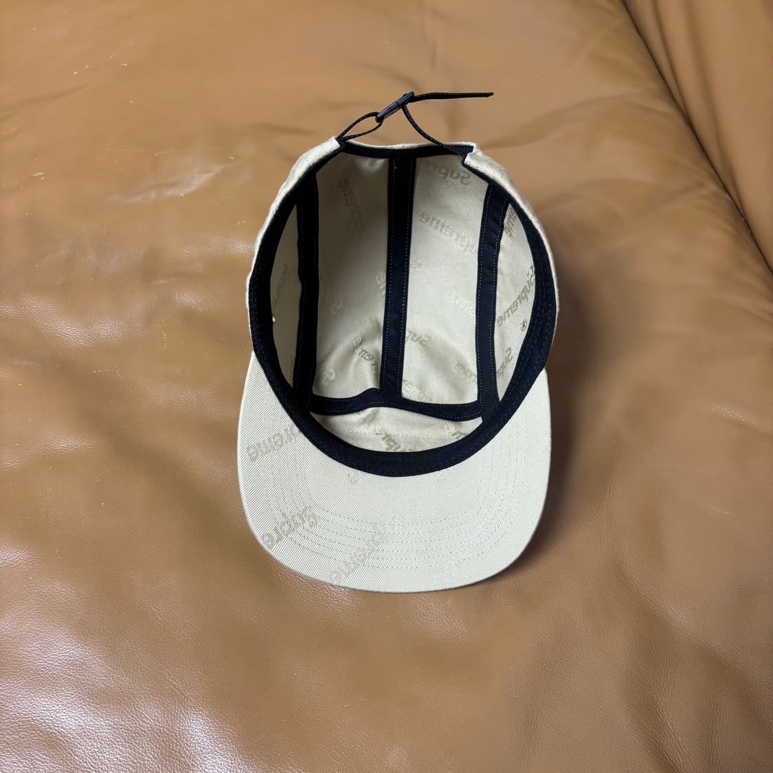 Supreme 슈프림 자카드 로고 워시드 탄 캠프캡 모자 (Tan) 상품이미지6