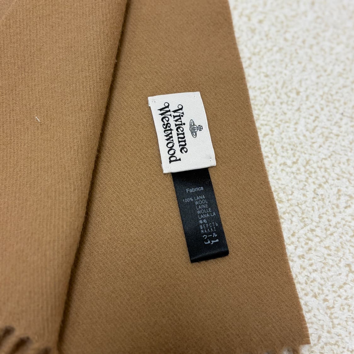 비비안웨스트우드 로고 울 머플러-카멜 상품이미지4