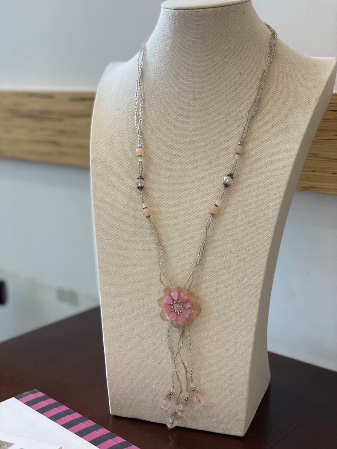 페어리 y2k 키치 러블리 핑크 비즈 플라워 목걸이 상품이미지5
