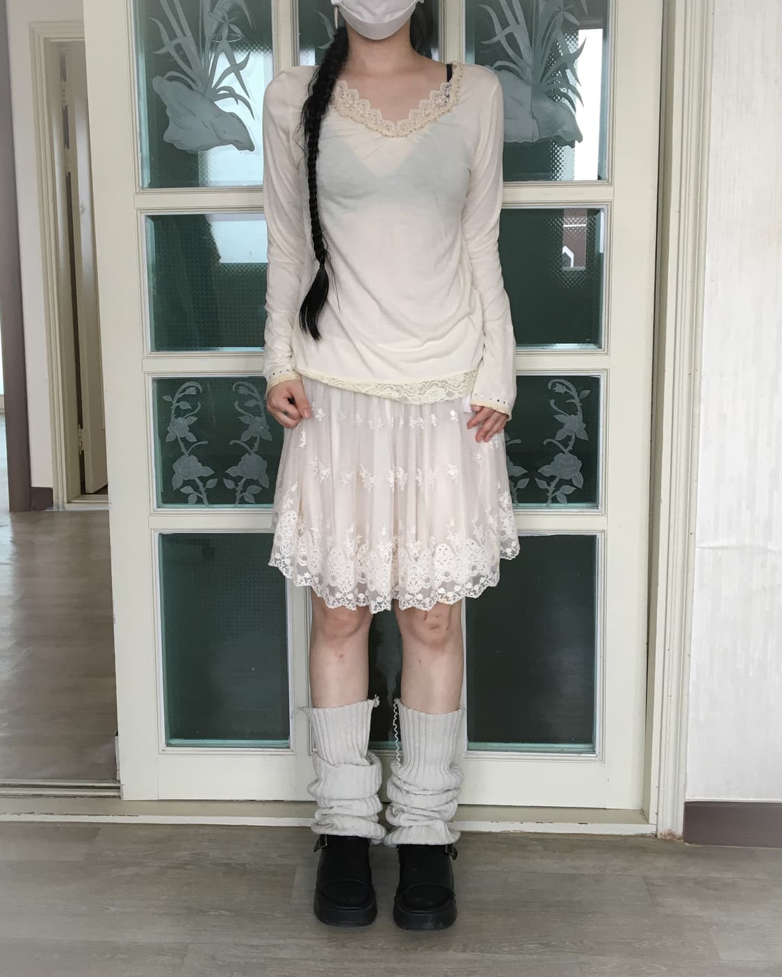 axes femme lace trimming sleeve 상품이미지7