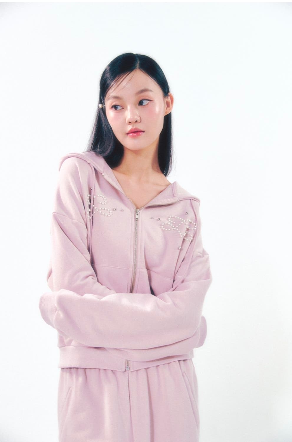 모일리 진주 후드집업 핑크 장원영 후드집업 상품이미지6