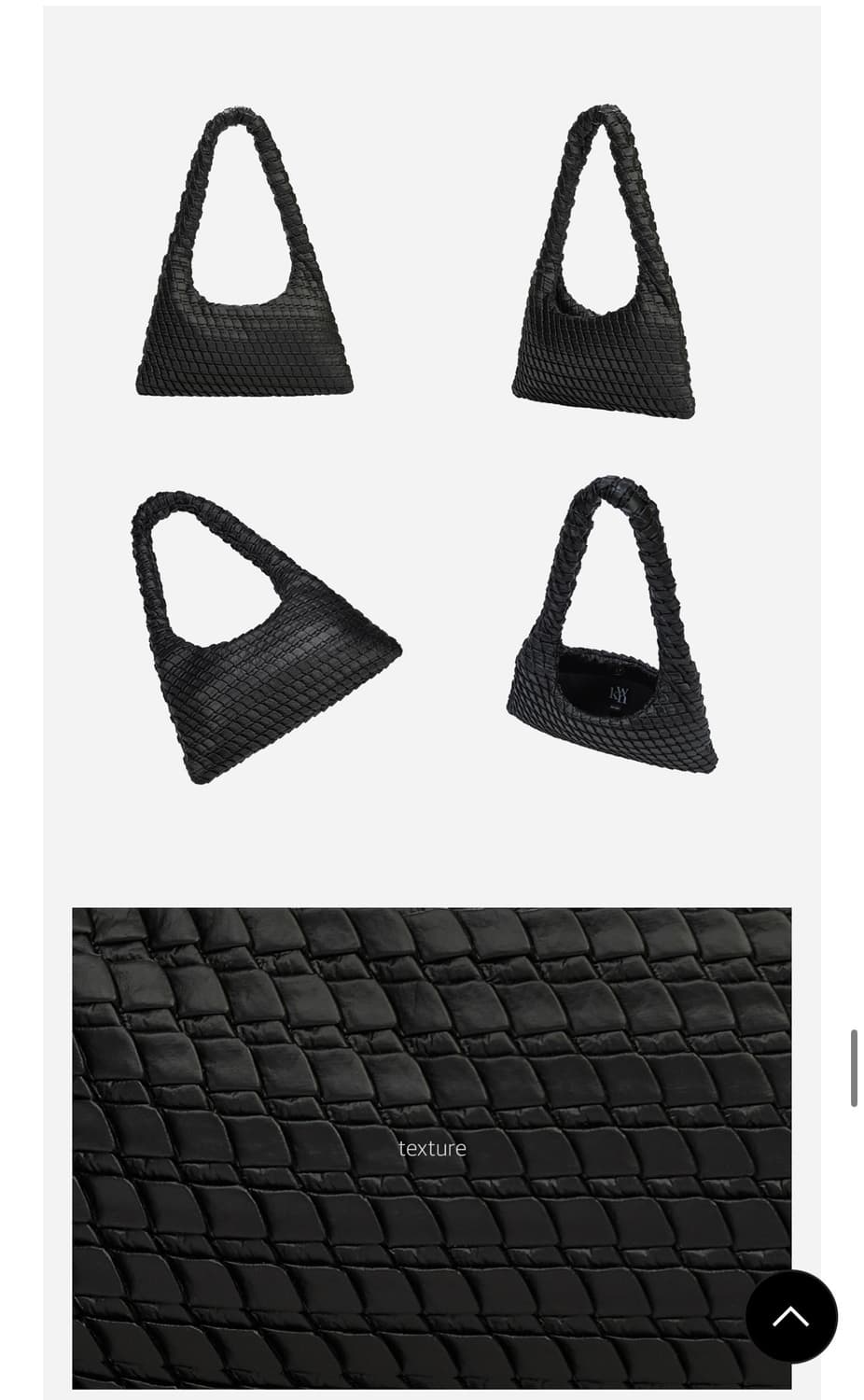 Textured Hobo Bag Small Black 상품이미지2