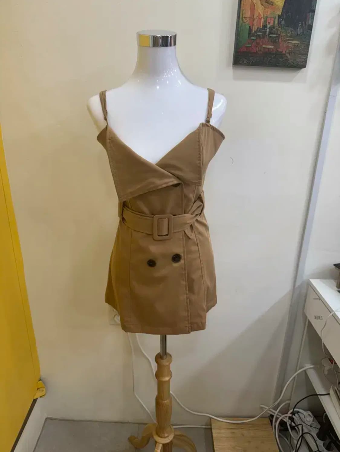vtg 트렌치 무드 벨트 뷔스티에 미니 원피스 상품이미지1