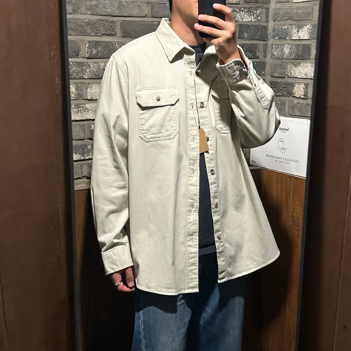 XL) Wrangler 랭글러 투포켓 워크웨어 코튼 셔츠 아이보리 W8 상품이미지8