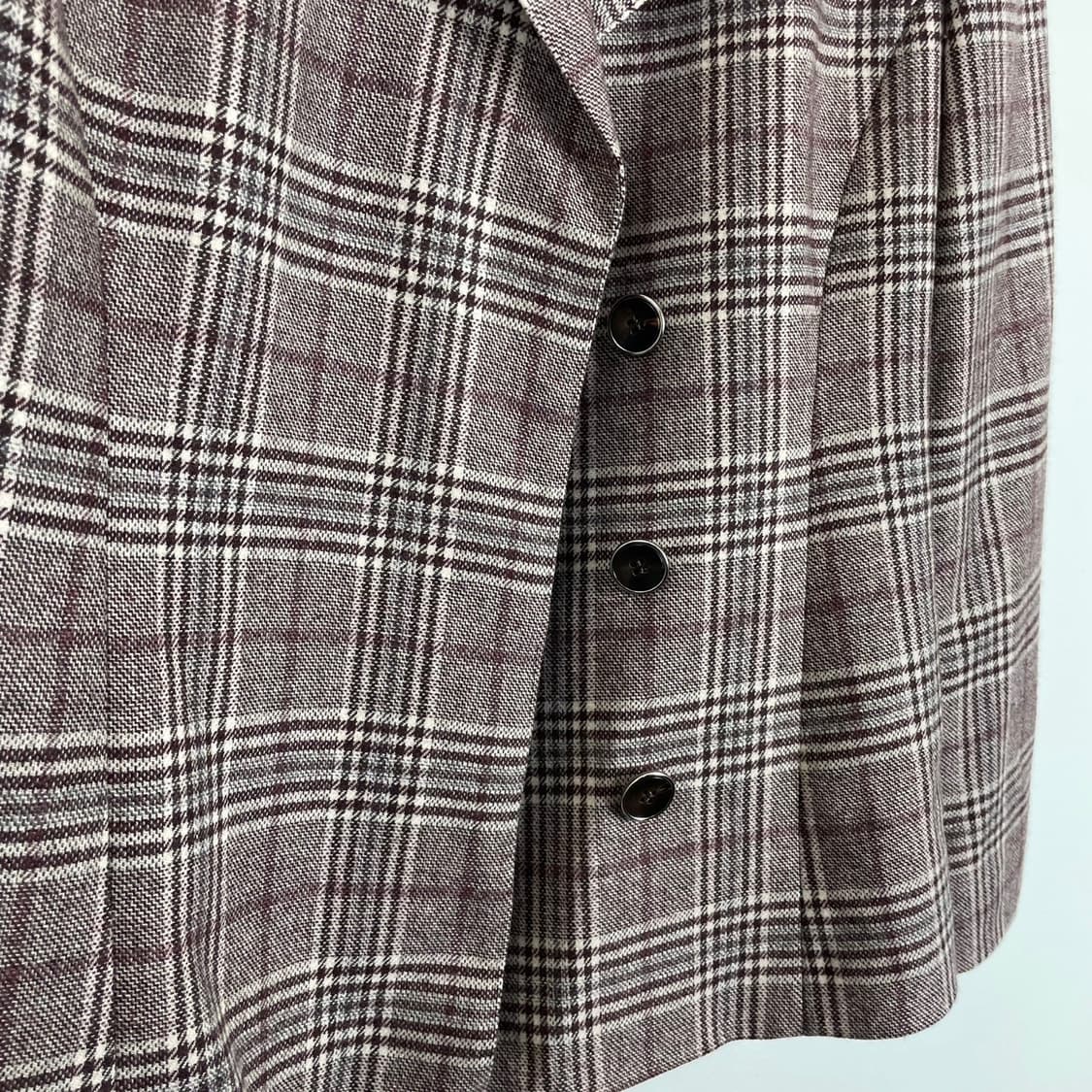 울 히든버튼 포인트 타탄체크 크롭 자켓 상품이미지4