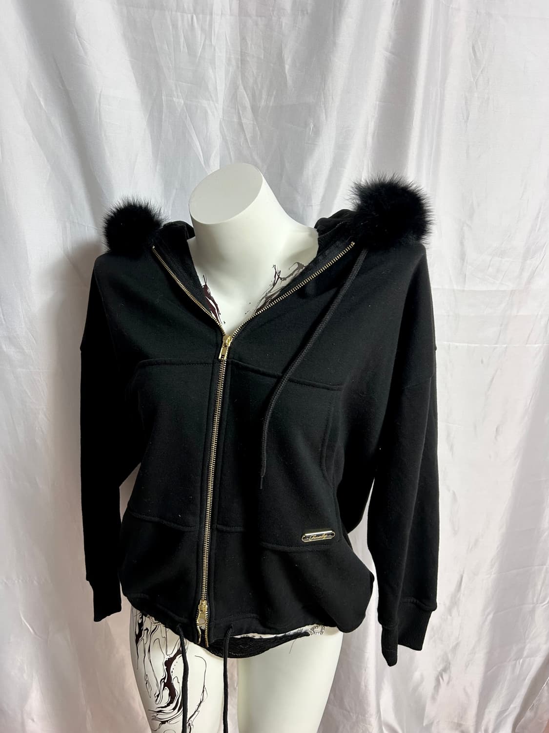 black fur gold two-way hood zip-up 상품이미지1