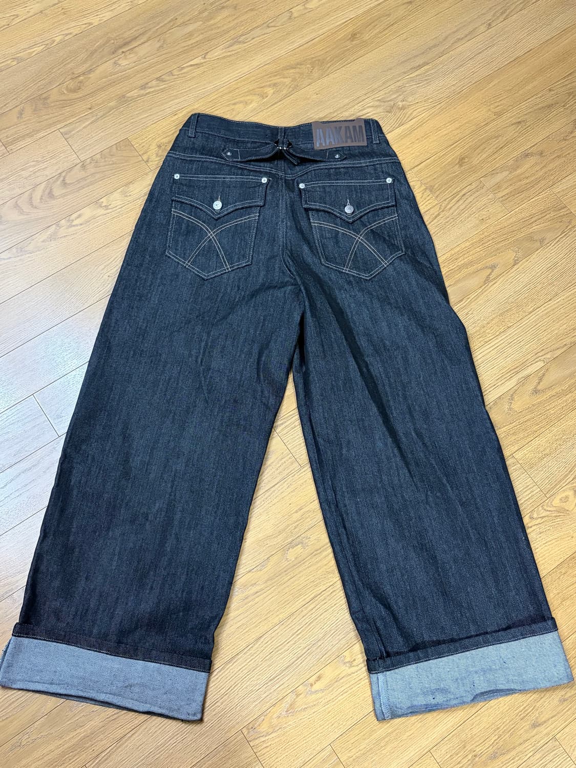 Cinch Back Denim Pants (Black) 상품이미지1