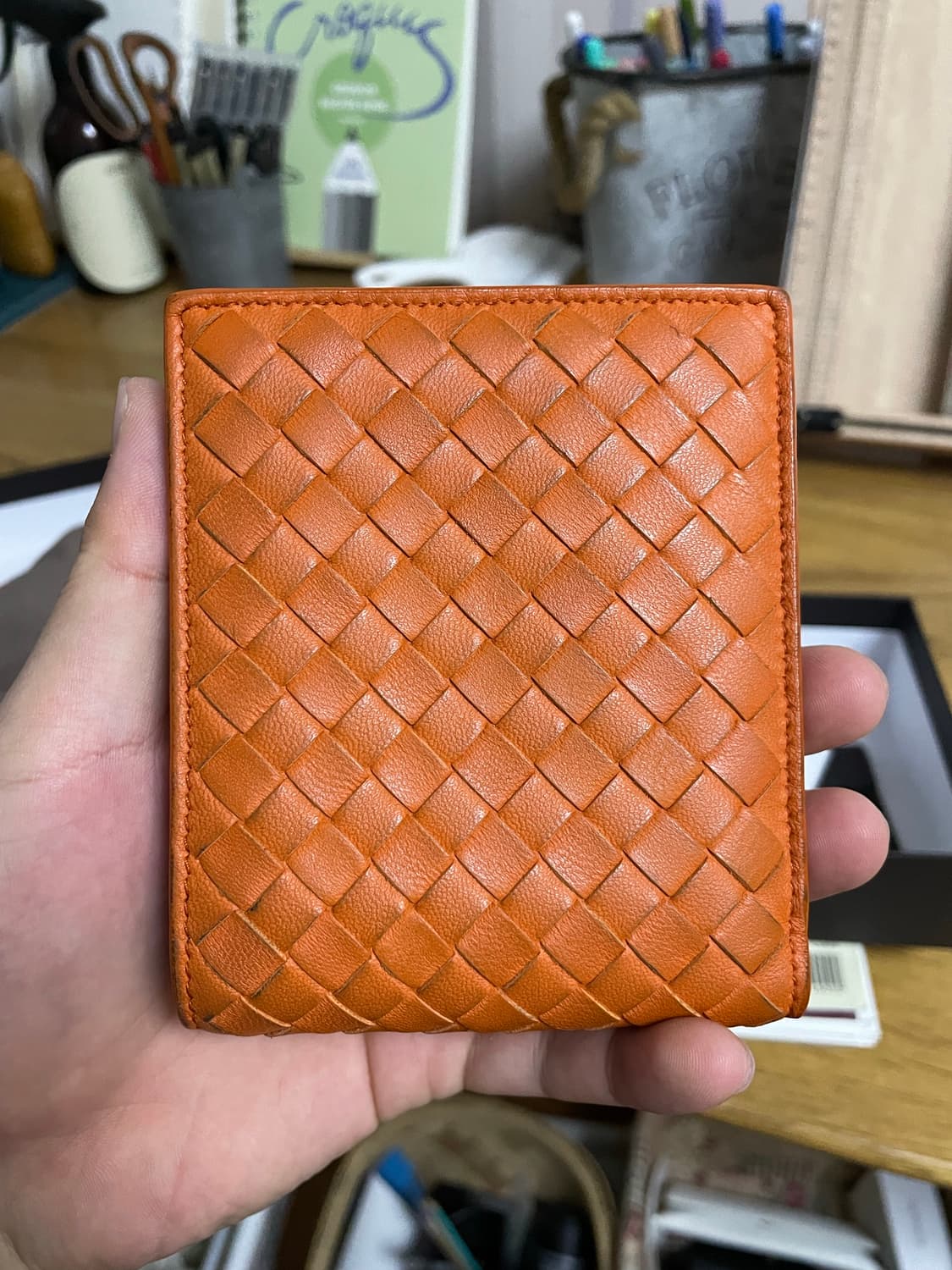 보테가베네타 인트레치아토 반지갑 오렌지 상품이미지5