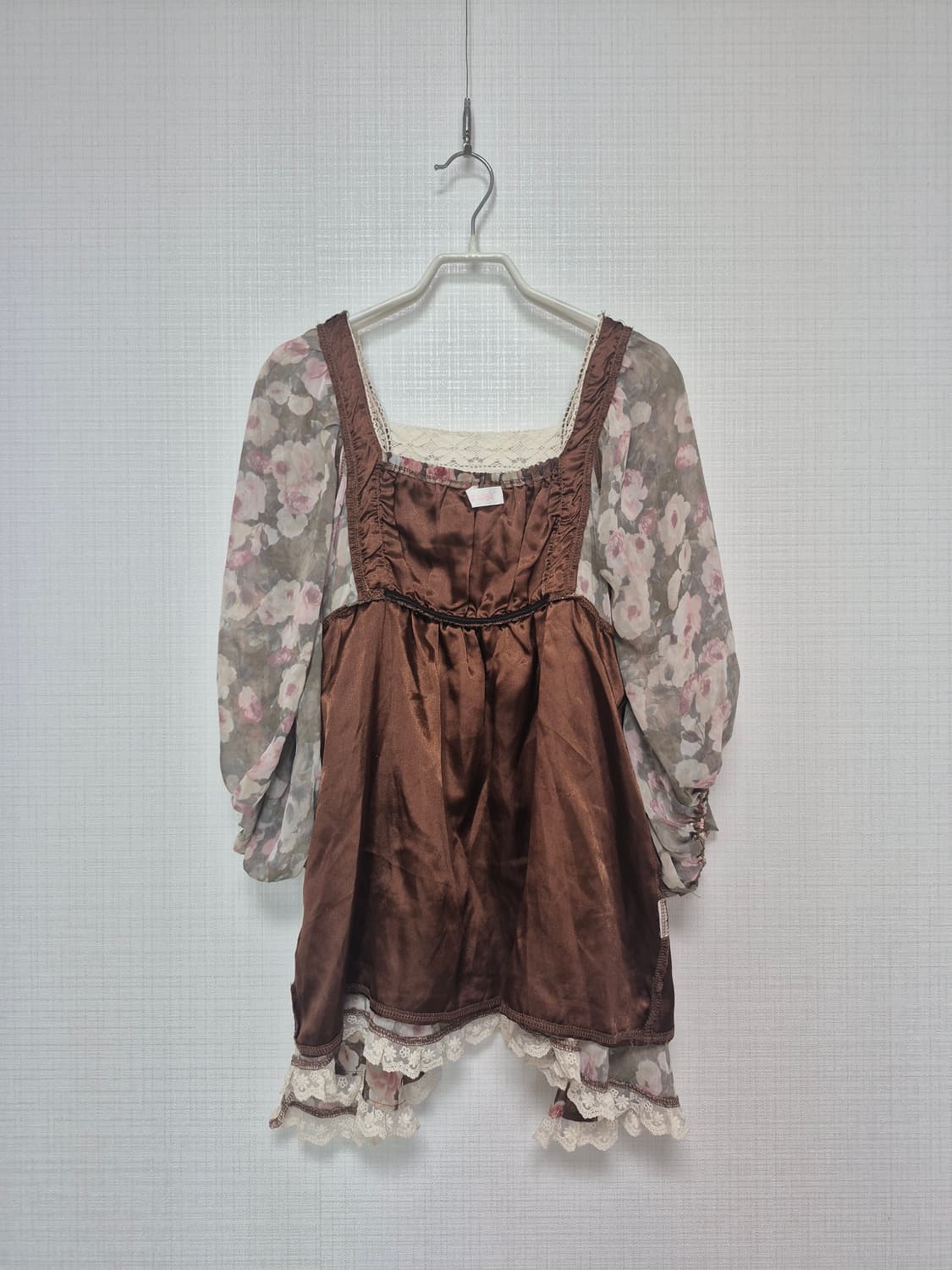 리즈리사 수선템 브라운 앤틱꽃무늬 쉬폰 튜닉 상품이미지5