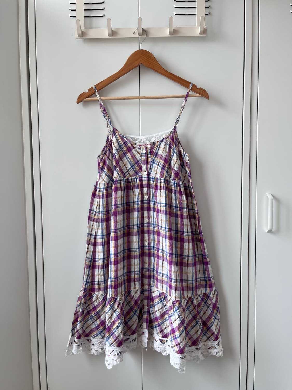 Abc une face 하구미 체크 레이스 뷔스티에 원피스 상품이미지3