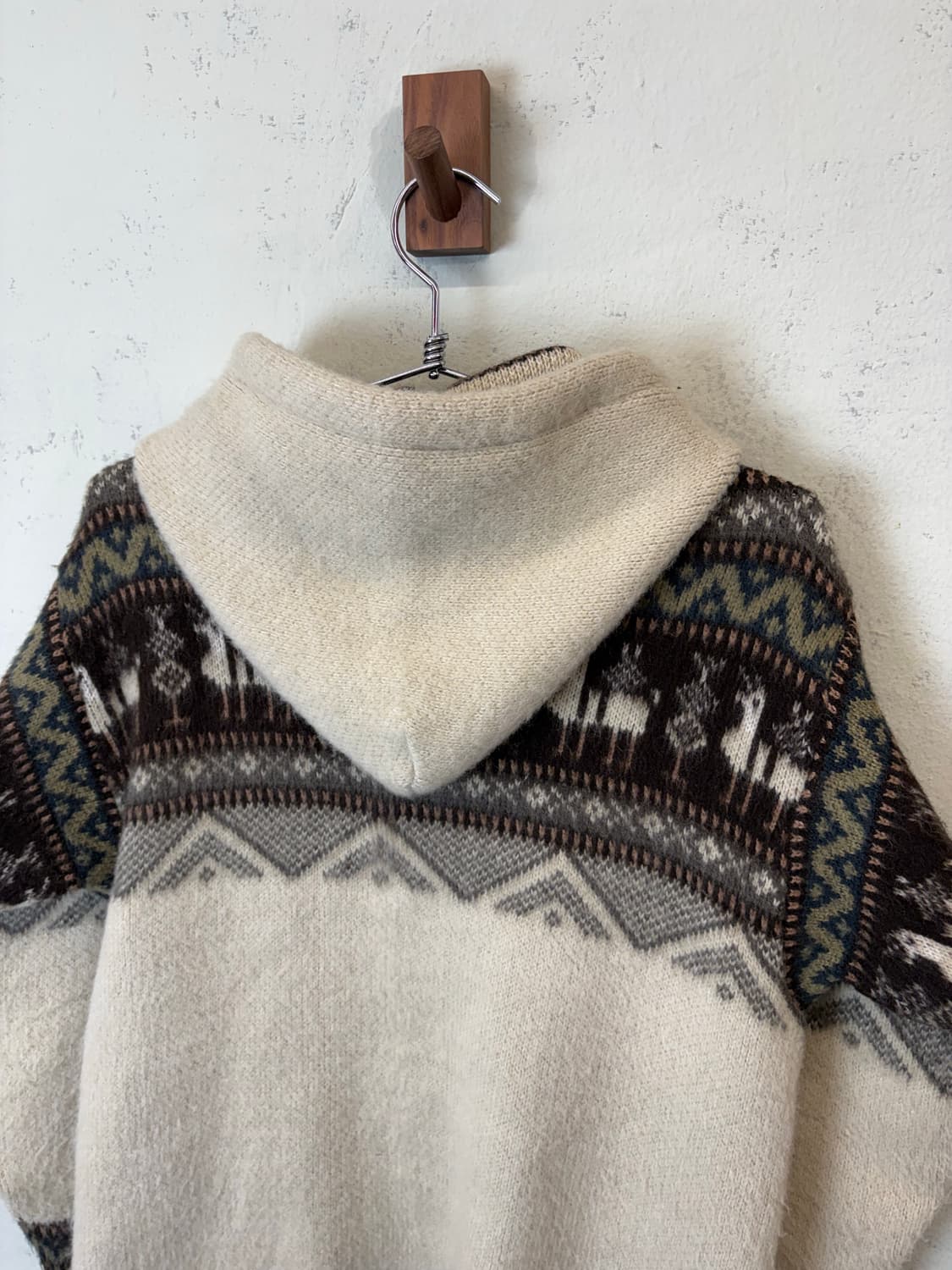 빈티지 알파카 퍄턴 후드 자켓 상품이미지4