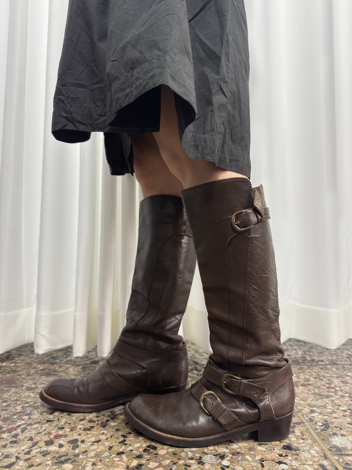 vibram brown buckle leather boots 상품이미지1