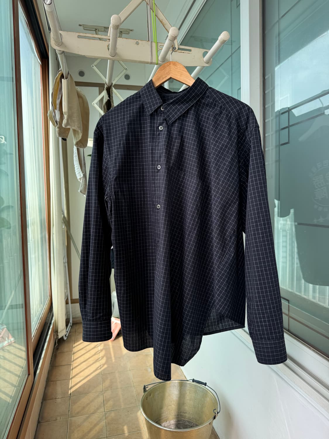 꼼데가르송 블랙 24FW Windowpane Shirt M 상품이미지9