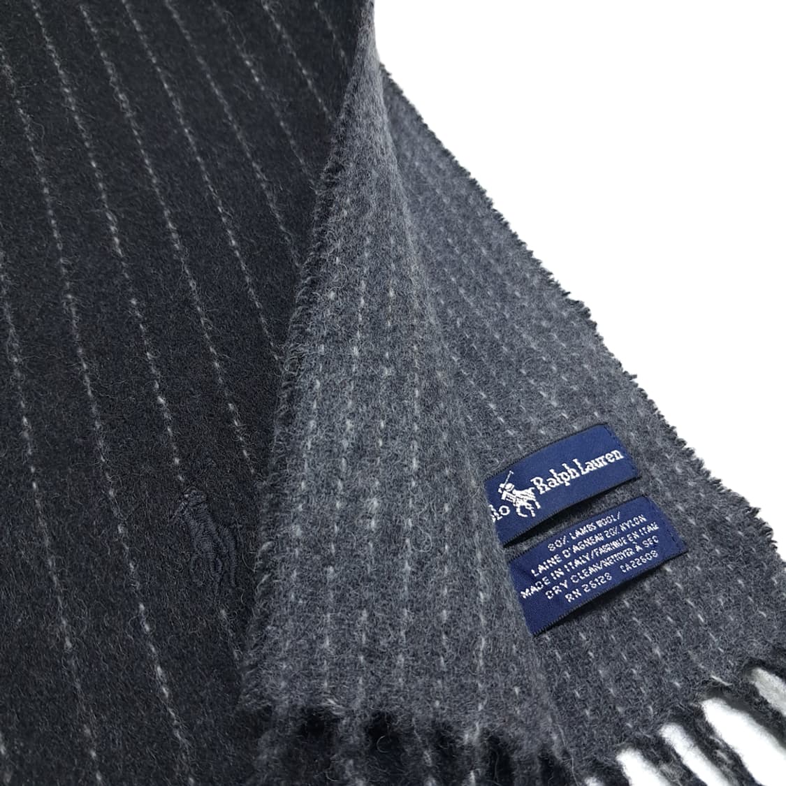 MX384 폴로 랄프로렌 램스울 혼방 양면 핀스트라이프 & 솔리드 머플 상품이미지5