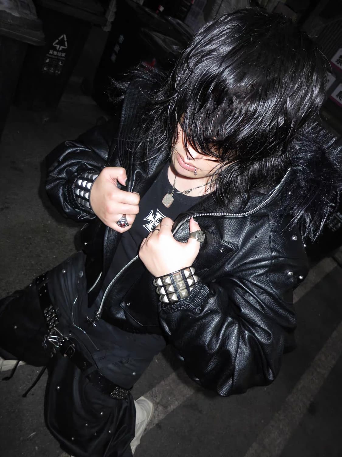 Opium Dark Leather Fur Bomber 상품이미지4