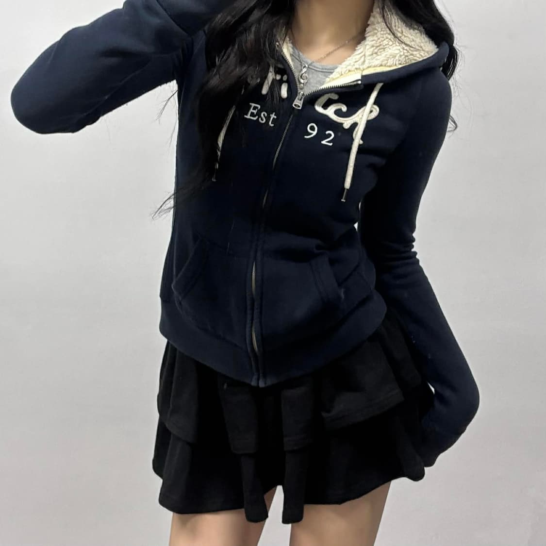 아베크롬비 y2k 여리핏 양털 울프죠 걸즈 후드집업 희귀져지(S) 상품이미지1