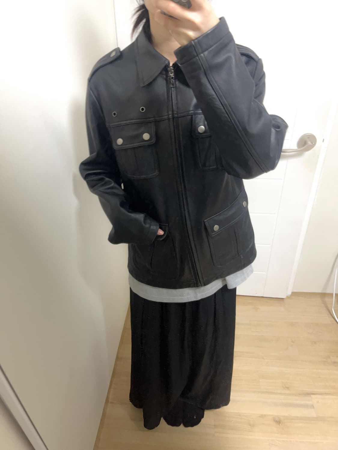 빈티지 블랙 레더자켓 상품이미지2