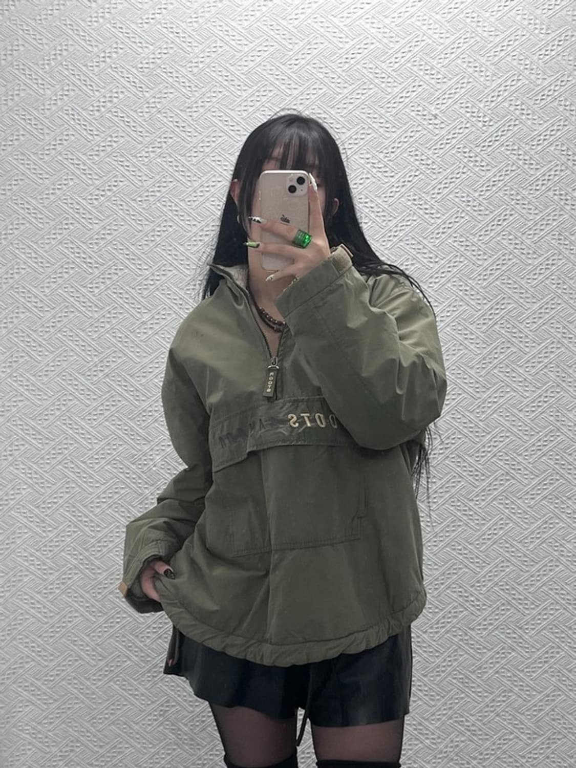 루츠 빈티지 빅포켓 올리브카키 양털 반집업 아노락 100 C08698 상품이미지1