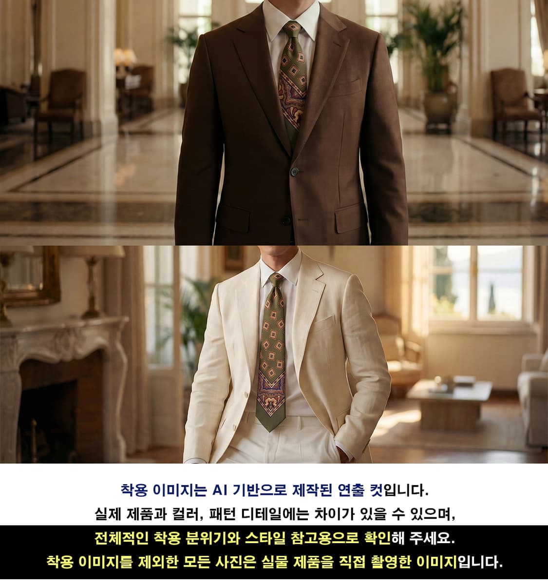 피에르 발망 실크 그린 패턴 넥타이 9.7cm A등급 K1671
 상품이미지2