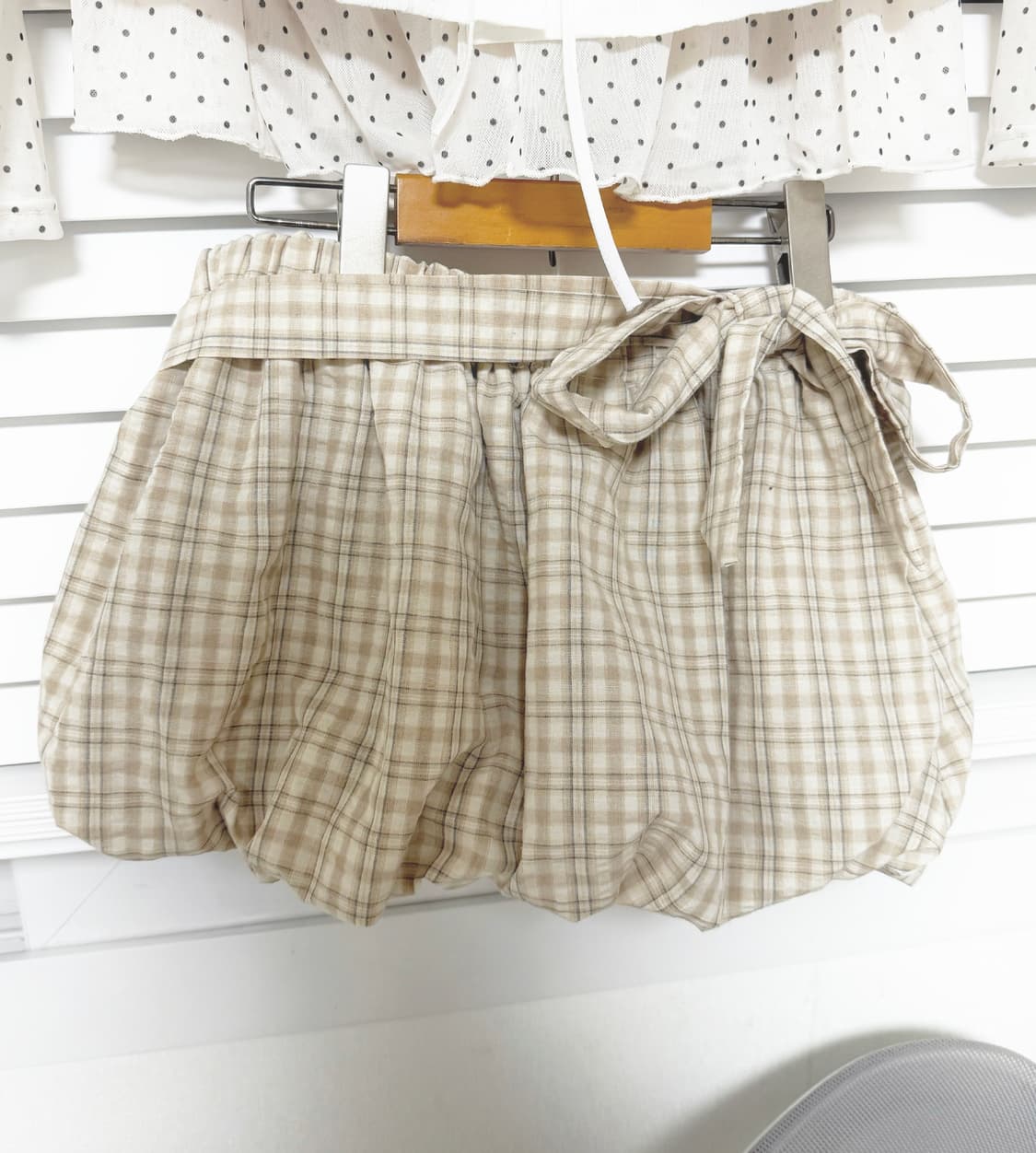 화이트 블라우스 벌룬 스커트 도트 레이어드 세트 코디 러블리 모리걸 상품이미지3