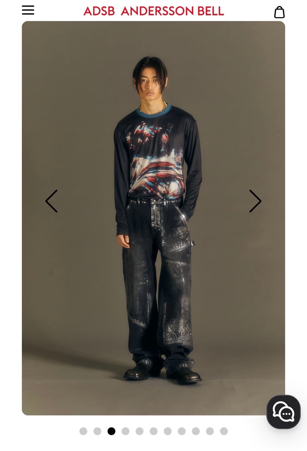 앤더슨벨 왁스 코티드 카펜더 와이드 레그 진 상품이미지1