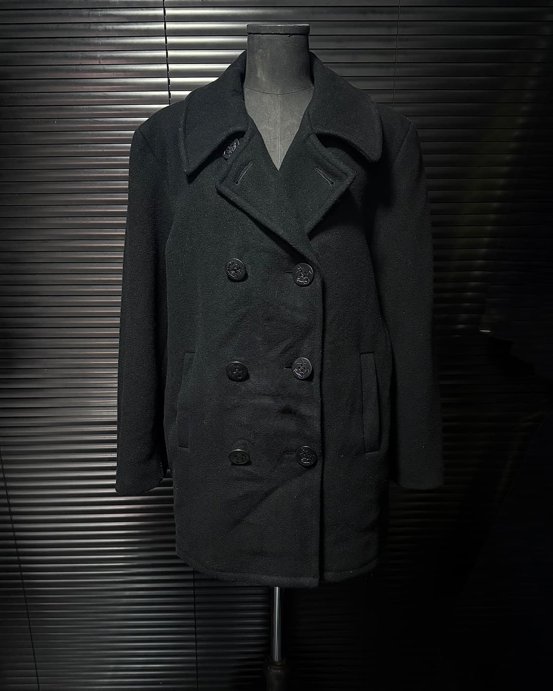 맥그리거 더블 울 피코트 더블 코트 블랙 검정 L 100 일본 하이넥 돛 상품이미지2