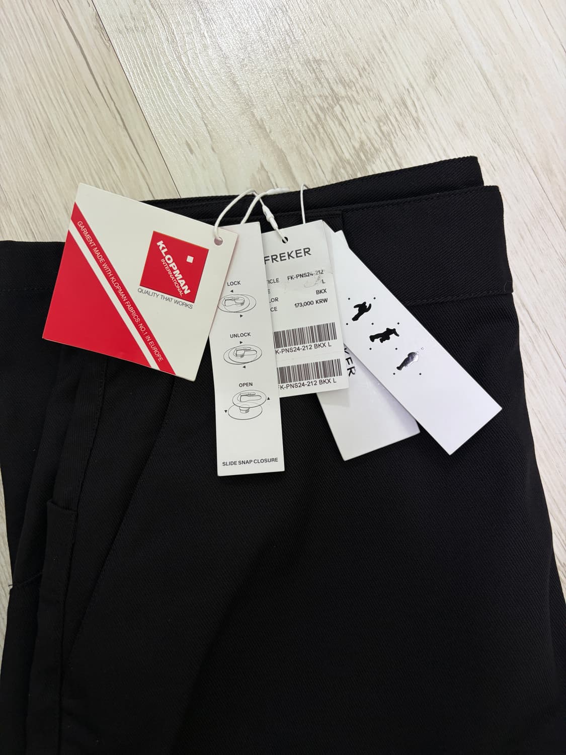 [L] 프리커 블랙 klopman 클롭만 슬릿 팬츠 블랙 새상품 상품이미지7