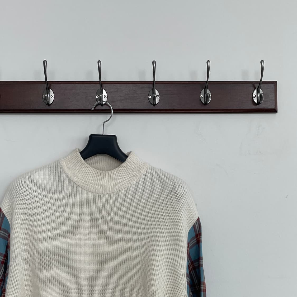 솔리드옴므 니트 베스트 레이어링 오버핏 체크 셔츠 상품이미지3