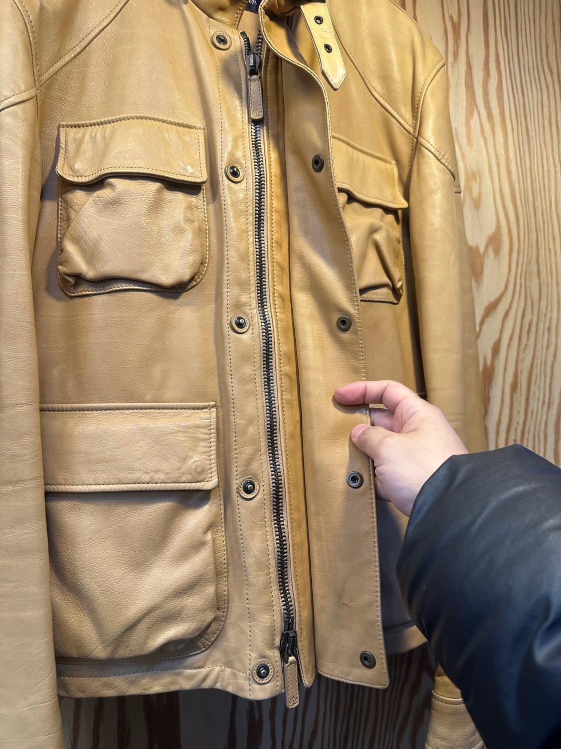 랄프로렌 퍼플라벨 베이지 가죽 자켓 상품이미지3