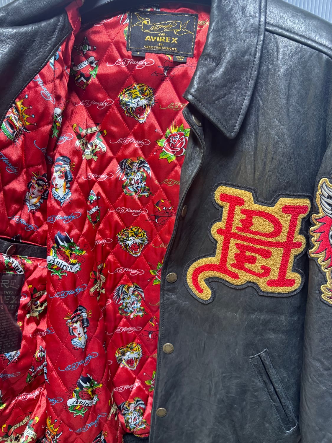 에드하디 x 아비렉스 콜라보 빈티지 가죽 바시티 자켓 상품이미지4