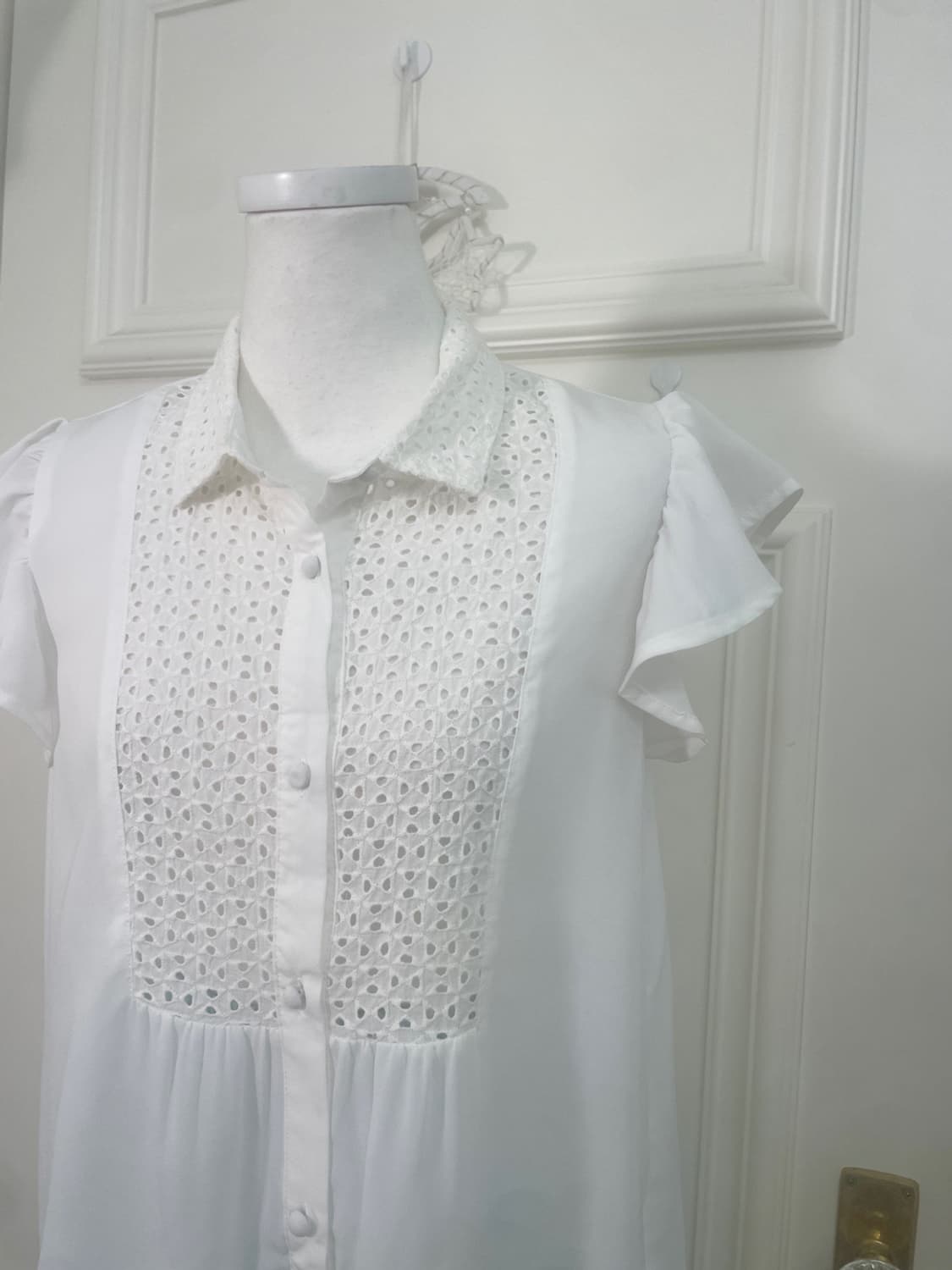 white flower crochet summer blouse(size- 상품이미지7