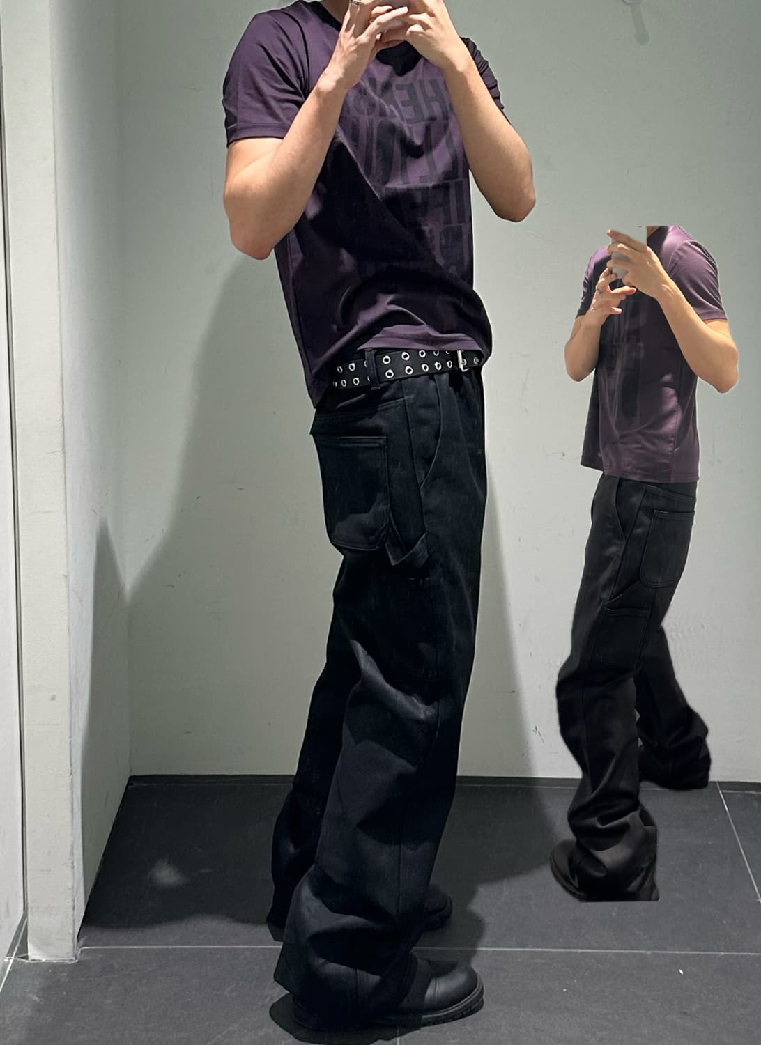 아르반 로투스 새깅 플레어 팬츠 코팅 블랙 상품이미지2