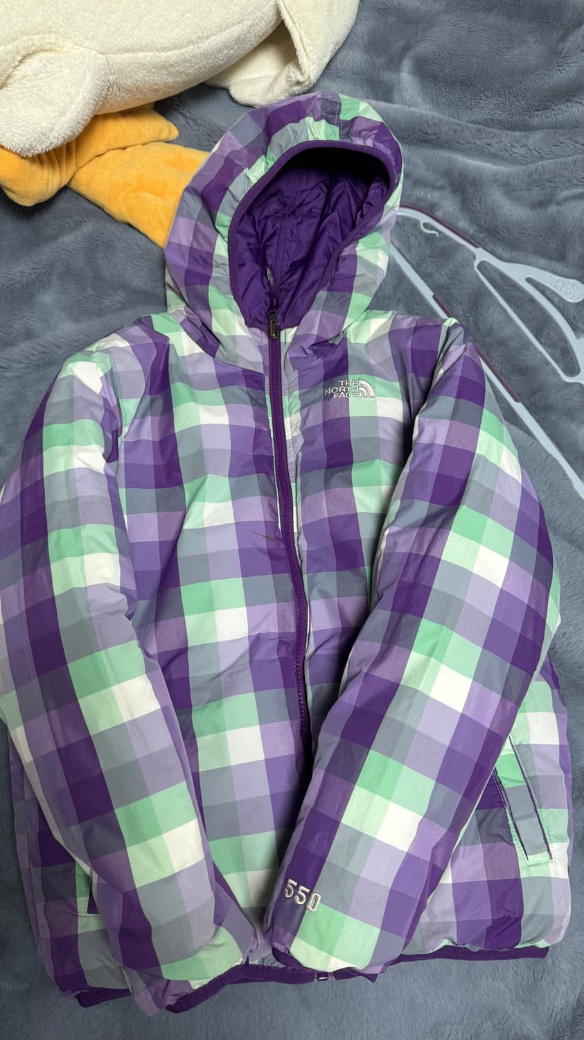 노스페이스 550 보라 체크 패딩 상품이미지8