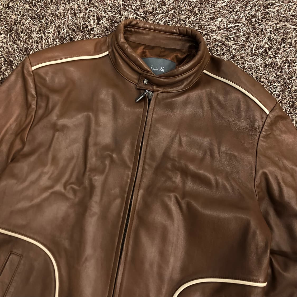 송지오 양가죽 바이커 레더 가죽 자켓 상품이미지2