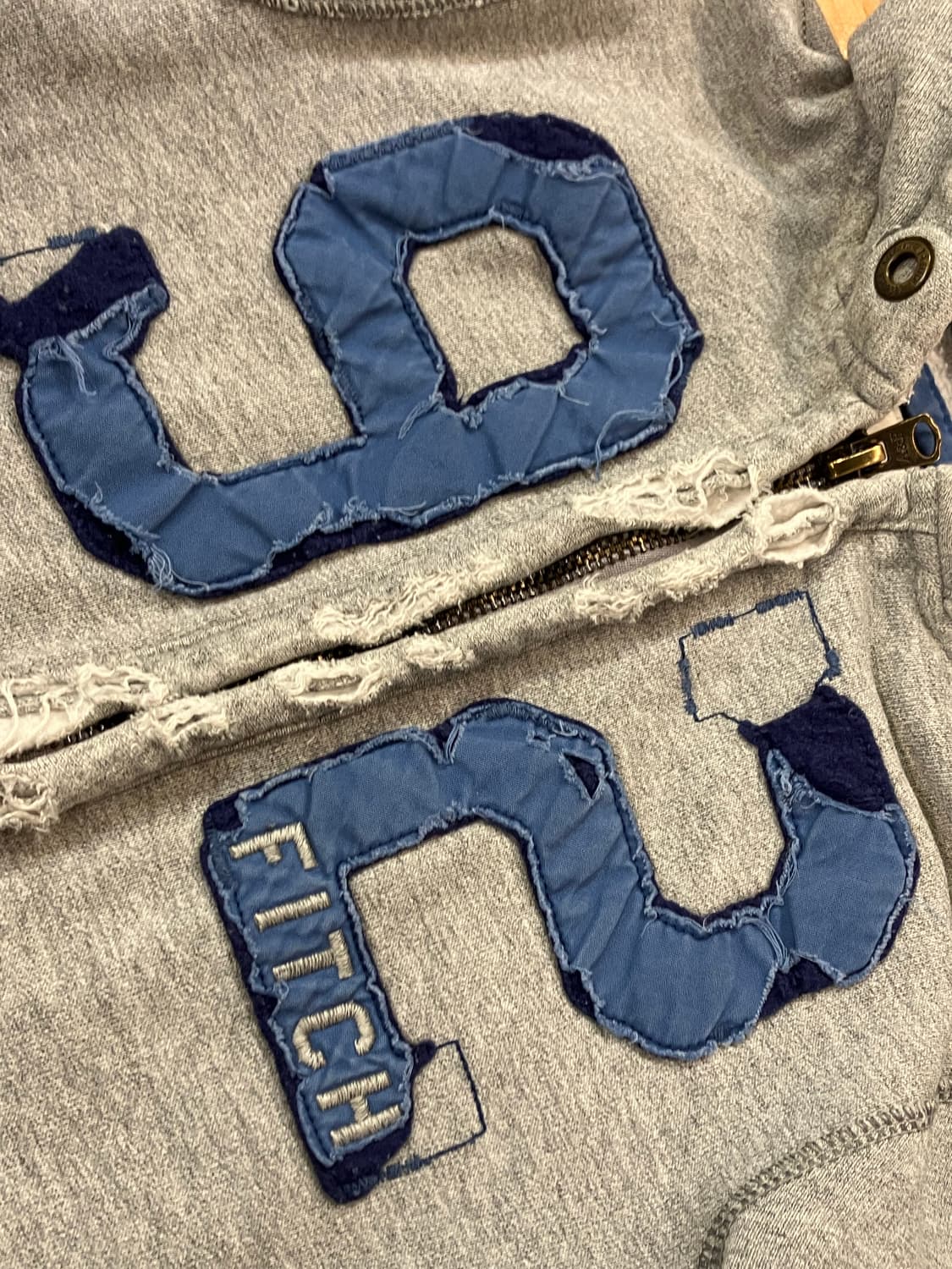 아베크롬비 데님 빅패치 와플 후드집업 그레이 S  #csz2514  상품이미지6