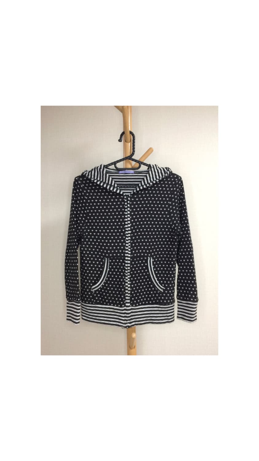 빈티지 하트 도트무늬 후드집업 상품이미지1