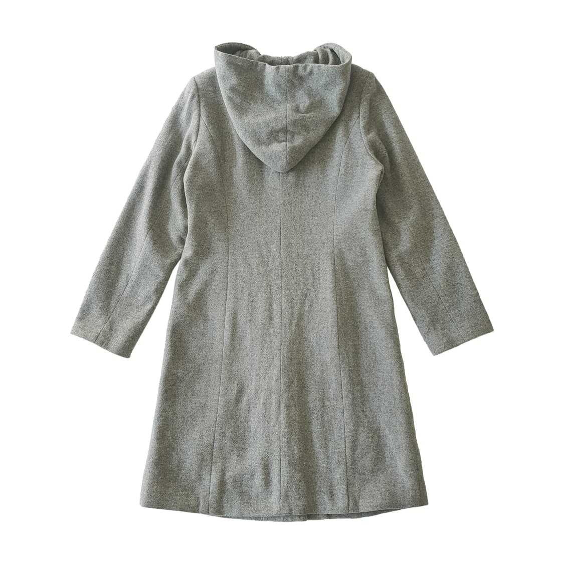 울 100 후드 롱코트 그레이 상품이미지3