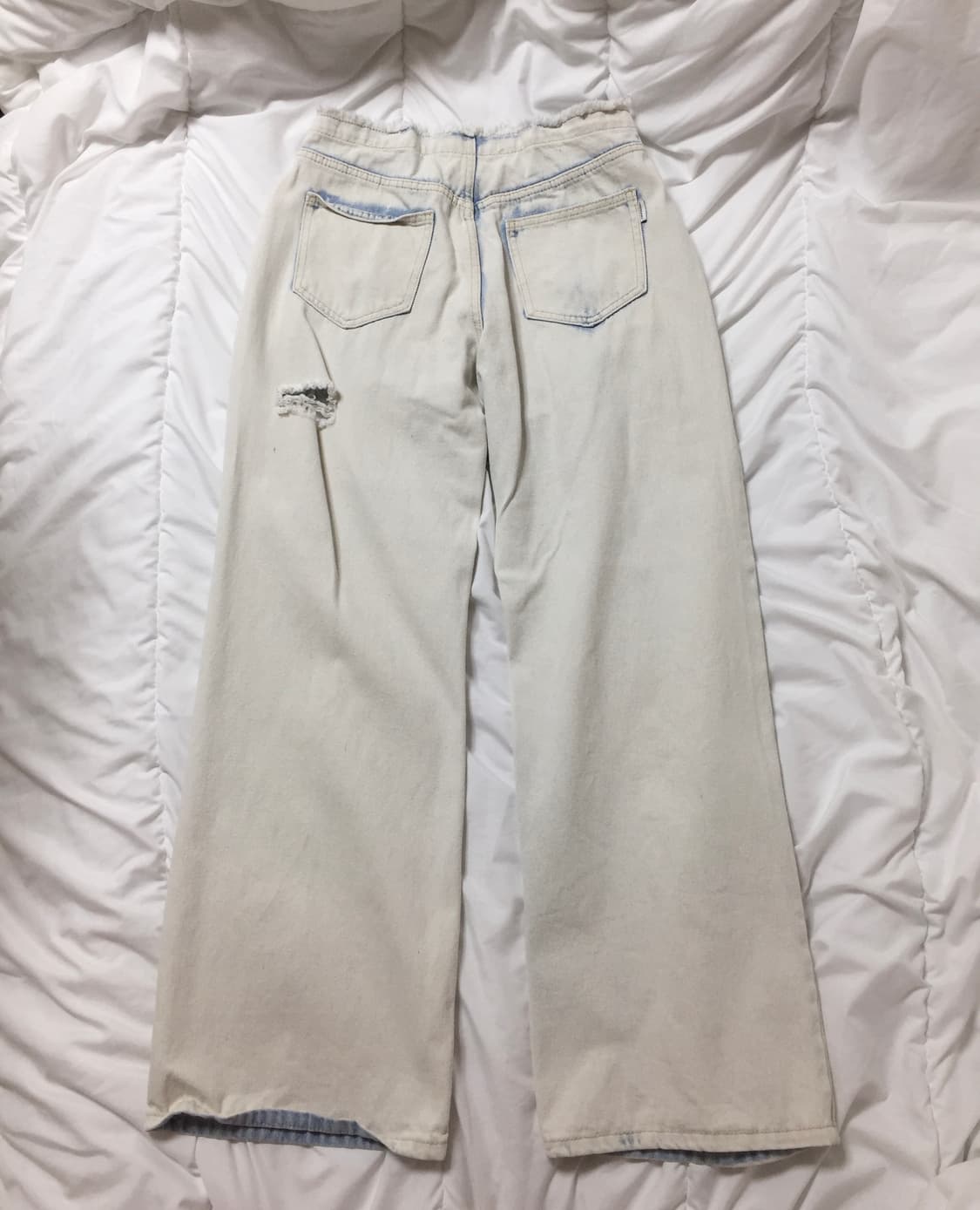 연청 로우라이즈 데미지 와이드 진 연청바지 상품이미지4